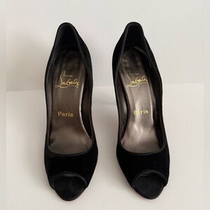 Christian Louboutin Black Velvet Peep Toe Heels
